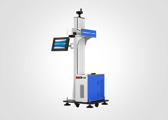 50w 100w Metal Plastik Serat Laser Marker Online terbang dengan pendingin udara